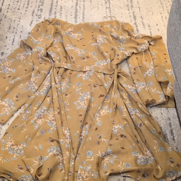 Free People Floral Lilou vneck Bell Sleeve Mini Wrap Dress - Picture 10 of 10